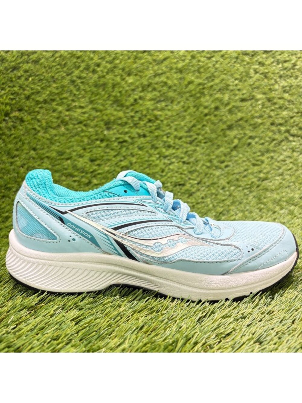 Saucony Cohesion 14 Womens Size 6 Blue Silver Athletic Running Shoes Sneakers